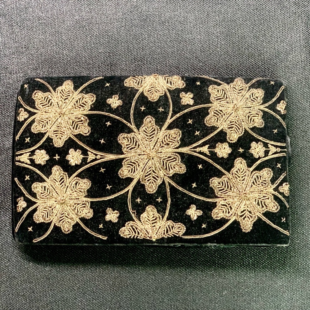 Antique Black Velvet Clutch